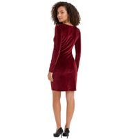 feminines Damen Mini-Kleid aus glänzendem mit Knotendetail Samt Abend-Kleid 908136 Weinrot