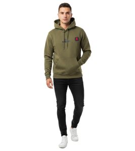 modischer ON THAT ASS Max Herren Hoody Kapuzen-Pullover Baumwoll-Sweater mit Kängurutasche Fleece gefüttert Hoodie Oliv-Grün