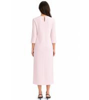 feminines Damen Midi-Kleid aus glänzendem Satin Ausgeh-Kleid 3/4 Arm 955679 Rosa