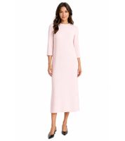 feminines Damen Midi-Kleid aus glänzendem Satin Ausgeh-Kleid 3/4 Arm 955679 Rosa
