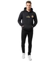 modischer ON THAT ASS Max Herren Hoody Kapuzen-Pullover Baumwoll-Sweater mit Kängurutasche Fleece gefüttert Hoodie Schwarz