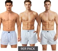 Lot de 9 boxers homme TRUE style classique, en coton durable, référence 8975684, rayures/carreaux bleus et blancs