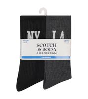 Lot de 12 paires de chaussettes mi-mollet SCOTCH & SODA pour homme, en tissu demi-éponge, style décontracté/chic, pointures 41 à 46 (SS43513-001), coloris noir, gris et gris foncé