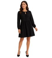 feminines Damen Kleid mit femininer Silhouette Ausgeh-Kleid Langarm-Kleid 943846 Schwarz