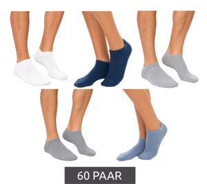 Calcetines unisex sostenibles de algodón orgánico (60 pares), calcetines cortos tipo zapatillas, calcetines deportivos, medias, gris/blanco/gris claro/azul claro/azul oscuro