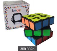 2-Pack bonbae Magic Cube 3x3 for Kids and Adults - Puzzle Game Promotes Concentration, Logic, and Dexterity - Educational Game - Black/Multicolor