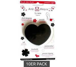 Plantillas Sole Sister Lovers transpirables y con amortiguación para tacones altos (paquete de 10), color negro/gris