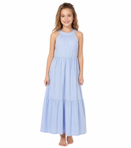 Robe longue enfant en jersey de pur coton biologique, sans manches, bleu, réf. 935526