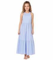 nachhaltiges Kinder Maxi-Jersey-Kleid aus reiner Bio-Baumwolle Ausgeh-Kleid ärmellos 935526 Blau
