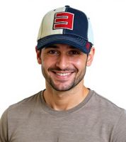 Gorra unisex estilo camionero de Eminem con logo bordado - Gorra de béisbol elegante - Merchandising para fans - Azul marino/Blanco, Camuflaje negro o Azul/Rojo/Blanco