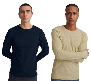 Pull classique 11 PROJECT PRFriko pour homme, col rond, maille fine, référence 20714436ME, gris ou bleu