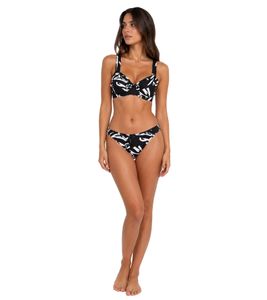 Elegante top bikini da donna con spalline regolabili, costume da bagno 959401, nero/bianco
