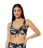 modisches Damen Bikini-Oberteil Minimizer mit verstellbaren Träger Bademode E-Körbchen 962669 Schwarz/Weiß