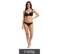 zeitloses Damen Bikini-Set zweiteiliger Minimizer mit verstellbaren Träger Bademode E-Körbchen 960209 Schwarz/Weiß