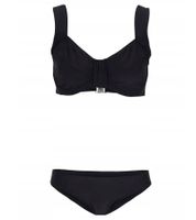 zeitloses Damen Bikini-Set zweiteiliger Minimizer mit verstellbaren Träger Bademode E-Körbchen 960209 Schwarz/Weiß