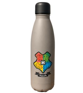 Borraccia termica di Harry Potter "Ritorno a Hogwarts", 500 ml, in acciaio inox, dal design magico, beige/grigio.