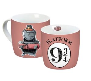 Tazza "Hogwarts Express" di Harry Potter, 300 ml, in porcellana, rosa con manico a forma di cuore