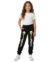 stylische Kinder Jogginghose für Mädchen und Jungen Sweat-Hose fluoreszierendem Skelett Aufdruck 926587 Schwarz