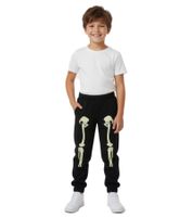stylische Kinder Jogginghose für Mädchen und Jungen Sweat-Hose fluoreszierendem Skelett Aufdruck 926587 Schwarz