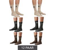 12 Paar SCOTCH & SODA Herren 1/2-Terry High-Quarter-Crew-Socken Alltags-Socken Business-Socken Größe 41-46 SS43513-280 Braun, Beige, Dunkelgrau