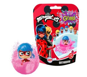 GLIBBI Miraculous Surprise gefüllte Kinder Badebomben mit Miraculous Sammelfiguren ab 3 Jahren 100gr 105953972 Blau, Grün, Pink oder Orange