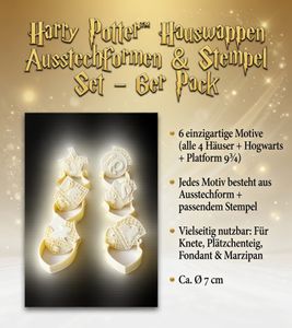 6er Set Harry Potter Keksausstecher mit 6 verschiedenen Motiven Fondant-Ausstechern Fan-Artikel Beige
