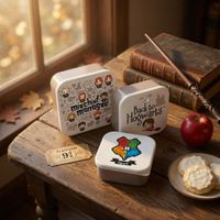 3-teiliges Harry Potter Brotdosen Set in den Größen S 300 ml, M 500 ml, L 800 ml mit Hogwarts Wappen & Figuren Grau 