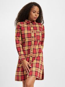 stilvolles Dickies Damen Kleid mit Baumwolle Rot/Beige
