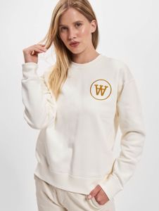 bequemes Wood Wood Damen Sweatshirt Rippbündchen mit Baumwolle Ecru-Weiß