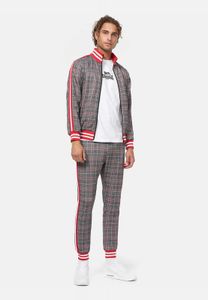 Versatile Lonsdale London men's stretch trousers, black/red/beige