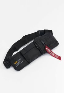 Borsa unisex casual Alpha Industries con chiusura a cerniera e velcro, nera