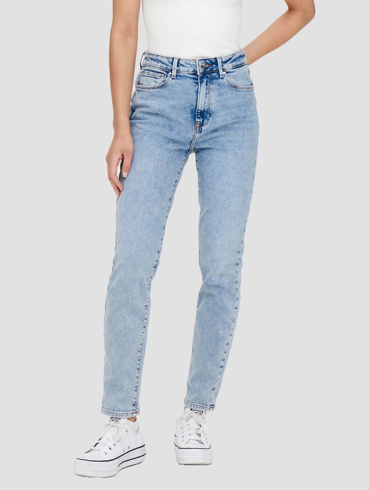 ONLY Damen Jeans Straight Fit Stretch Baumwolle Blau