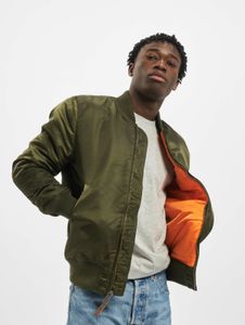 schlichte Alpha Industries Herren Jacke Reißverschluss Taschen Grün
