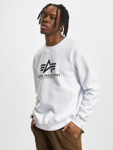 lässiges Alpha Industries Herren Sweatshirt Rippstrick mit Baumwolle Weiß