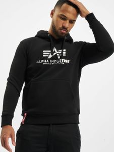 moderner Alpha Industries Herren Hoodie Kordelzug Rippstrick mit Baumwolle Schwarz