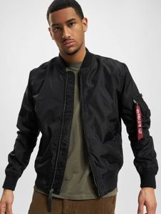 schlichte Alpha Industries Herren Jacke Reißverschluss Klettverschluss Schwarz