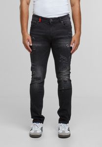Cómodos pantalones vaqueros ajustados elásticos de algodón para hombre, talla 2Y Premium, color negro.