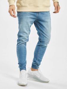 lässige 2Y Premium Herren Jeans Stretch Kordelzug Reißverschluss mit Baumwolle Blau