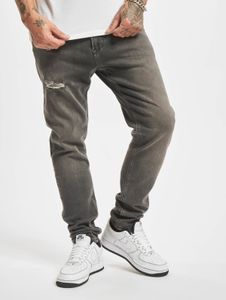 bequeme 2Y Premium Herren Jeans Slim Fit Stretch Reißverschluss mit Baumwolle Grau