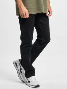Cómodos pantalones vaqueros de hombre 2Y Premium, corte recto, elásticos, con cremallera y de algodón negro.