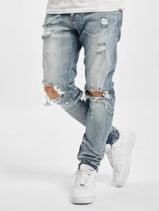 Jean homme 2Y Premium confortable, coupe droite, stretch, fermeture éclair, en coton bleu