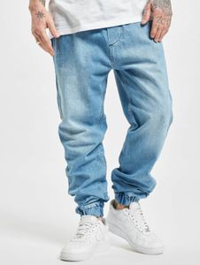 Comodi jeans da uomo 2Y Premium elasticizzati con coulisse e cerniera, in cotone blu