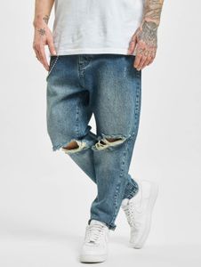 bequeme 2Y Premium Herren Jeans Straight Fit Reißverschluss Denim mit Baumwolle Blau