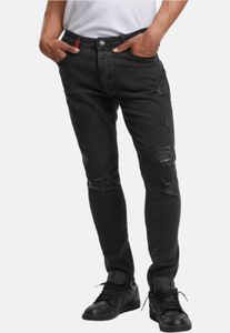 moderne 2Y Premium Herren Jeans Slim Fit Stretch Reißverschluss mit Baumwolle Schwarz