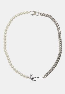 Comoda collana unisex Karl Kani, bianca/argento