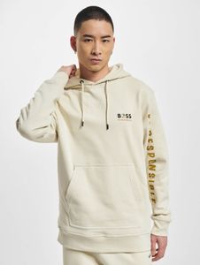 weicher Hugo Boss Herren Hoodie Kordelzug Rippbündchen Beige