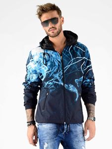 moderne vsct Herren Jacke Kordelzug Reißverschluss Blau