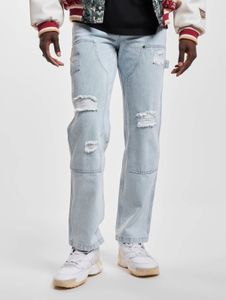 lässige Karl Kani Herren Jeans Straight Fit Taschen mit Baumwolle Blau