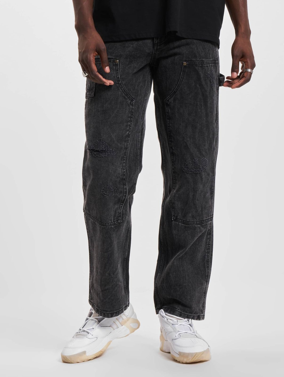 Karl Kani Herren Jeans Straight Fit Baumwolle Schwarz