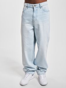 Stylish Karl Kani men's jeans with pockets, denim and cotton, blue